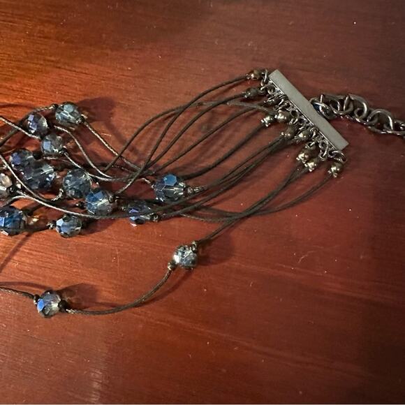 Chico’s Beaded Necklace Gray Blue Long Multi Strand Statement Beads Coastal 43" - Picture 7 of 15